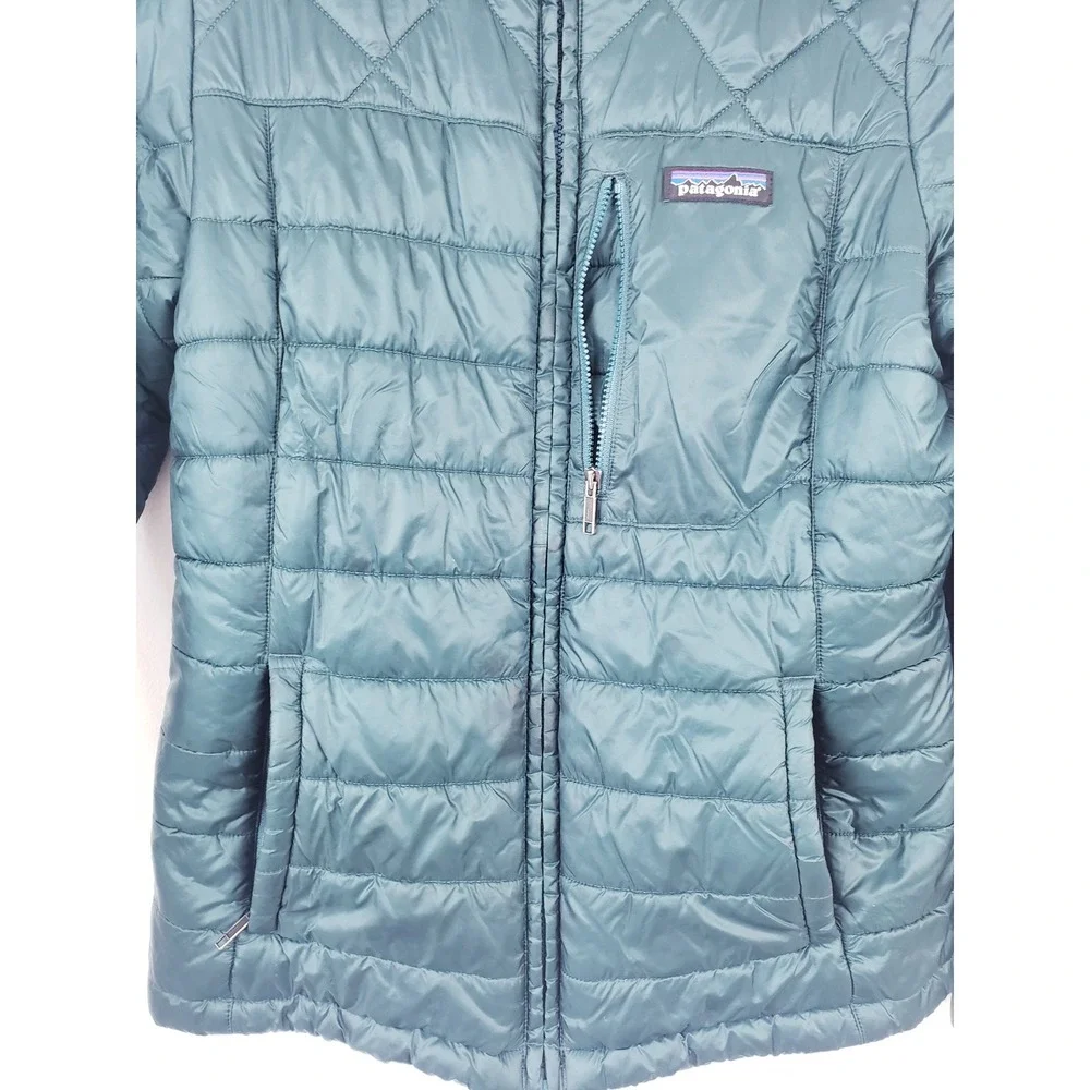 Patagonia Women's Radalie Jacket Green Quilted Full Zip Nano Puff Size Small